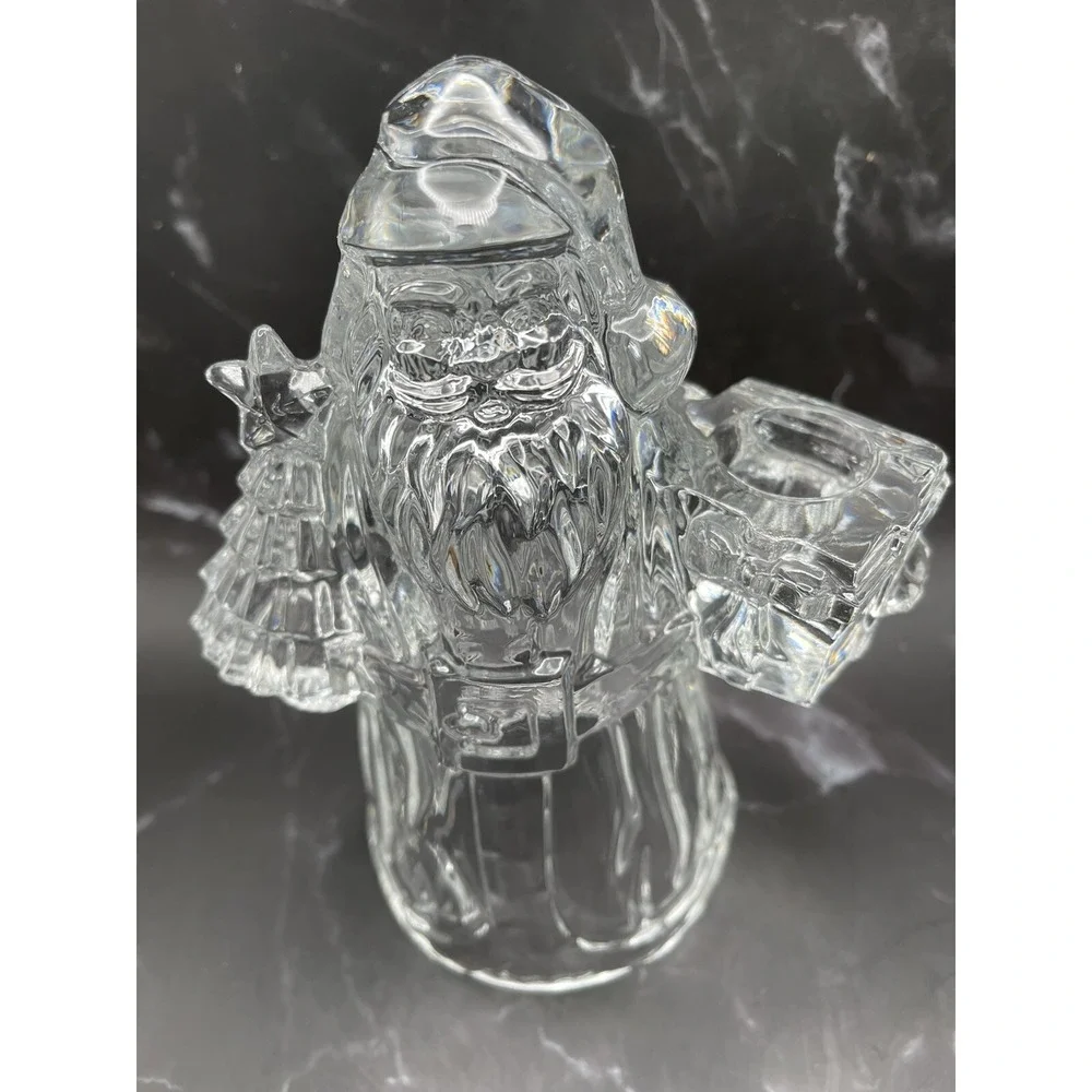 24% Lead Crystal Santa Figurine St George Crystal‎ Candle Holder Made in USA
